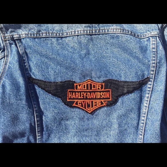 VTG Levi’s Denim Jacket Harley Davidson patch 40L - Picture 6 of 8